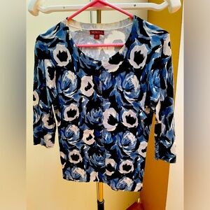 Blue and black floral cardigan